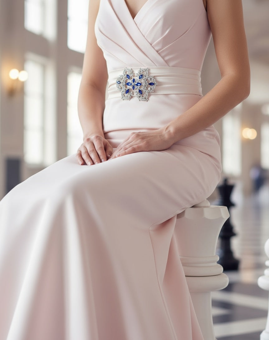 Vintage Style Rhinestone Crystal Belt Buckle: Vintage Wedding Dress Sash