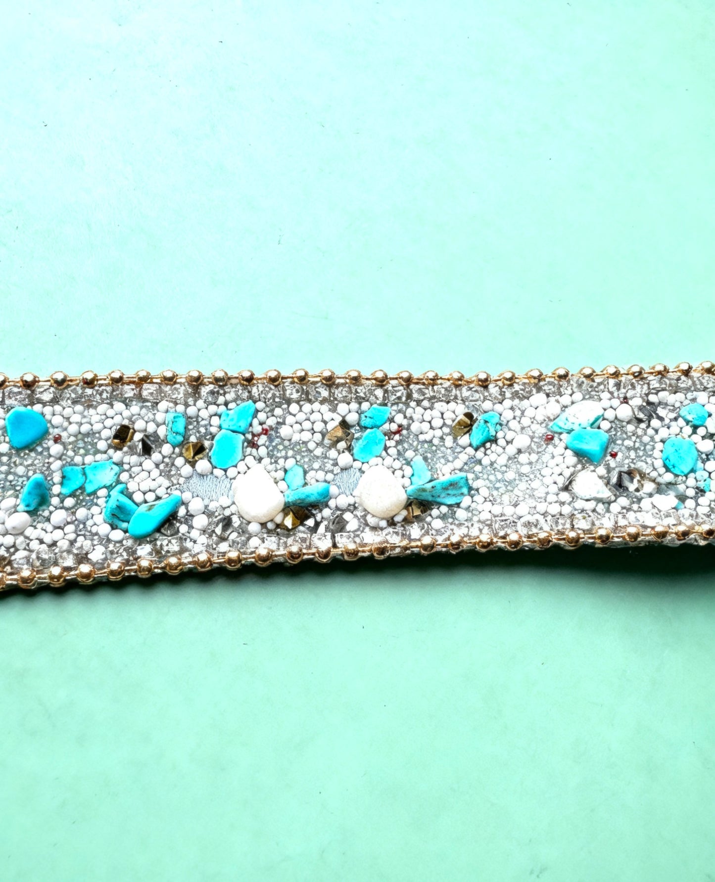 Turquoise Rhinestone Sash Applique: Iron On/Sew On Crystal Trim White / yes White / no 